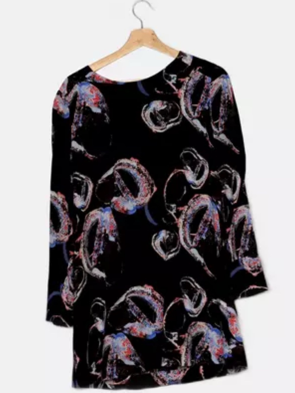 & Other Stories Navy Abstract Swirl Print Long Sleeve Mini Dress